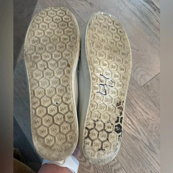 Stuart Weitzman Goldie Convertible Leather Sneakers White Pearl size 38 - Picture 9 of 10